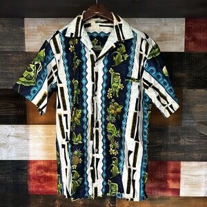 Vintage Tropicana Hawaiian Shirt Mens L Barkcloth Button Up 60s Welt Loop Collar